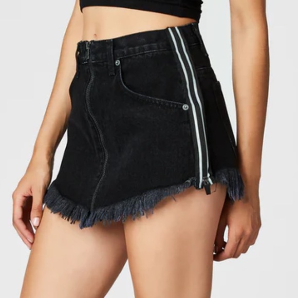 LF Carmar Black Denim Front/Side Zip Skirt - Picture 1 of 7
